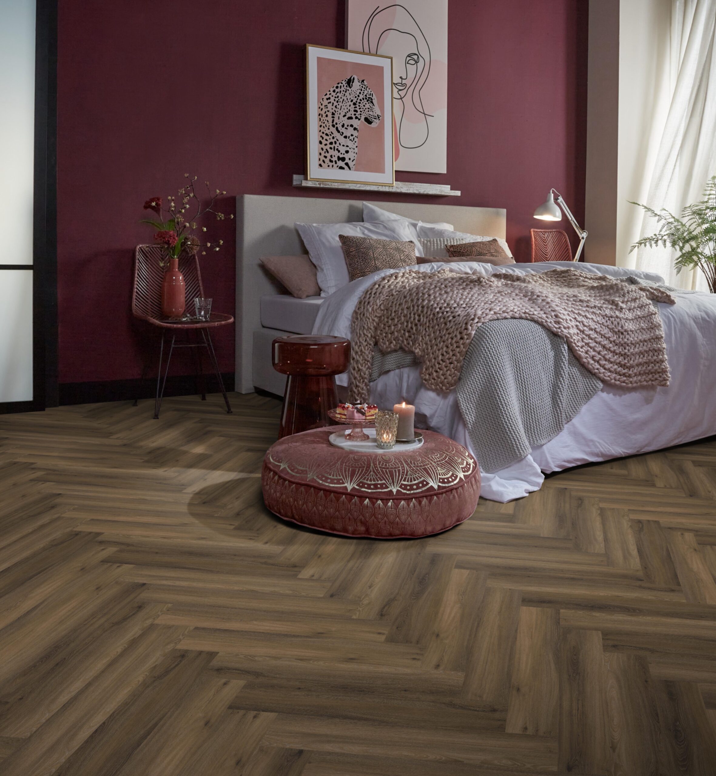 Click PVC - Ambiant Spigato visgraat click SRC warm brown - Bruin