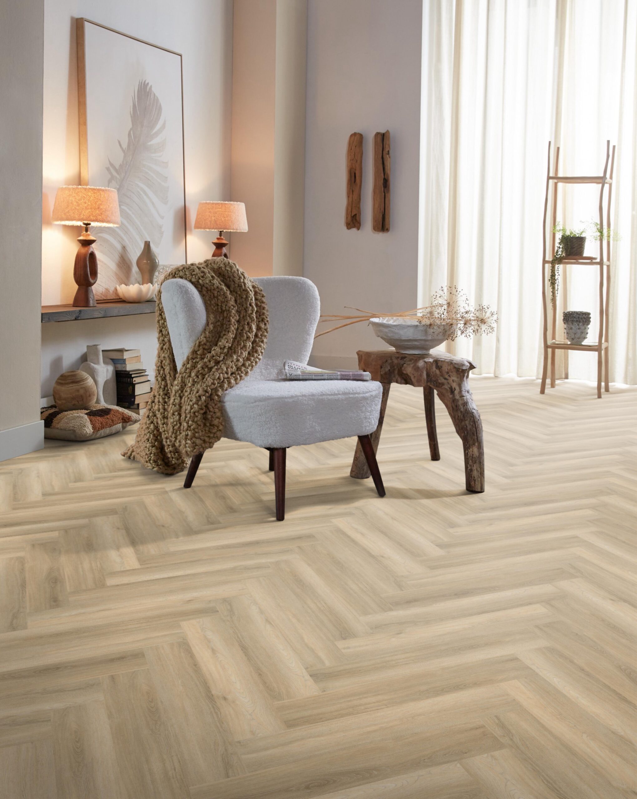 Click PVC - Ambiant Spigato visgraat click SRC beige - Bruin