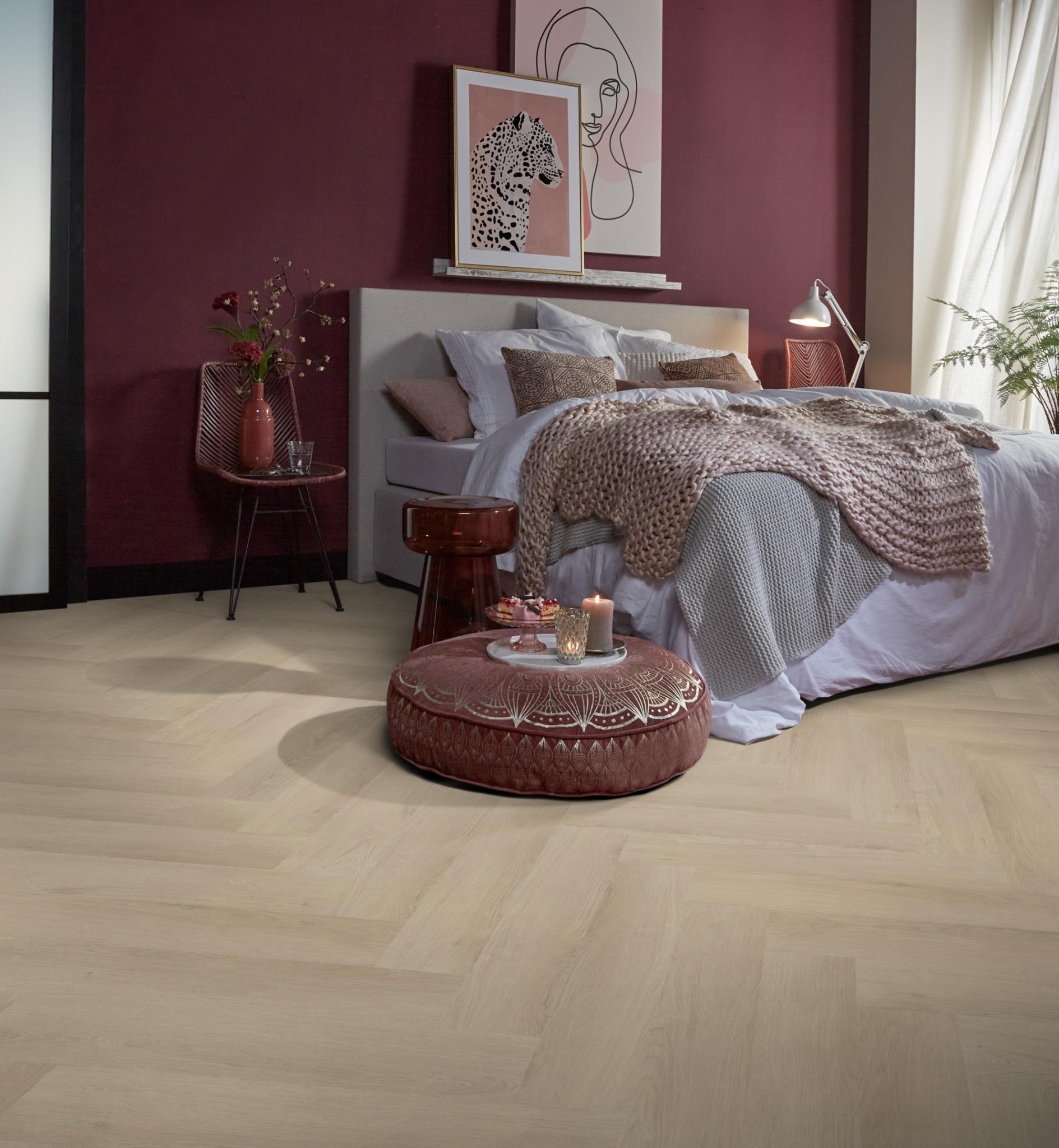 Click PVC - Ambiant Spigato Navaro visgraat click beige - Bruin