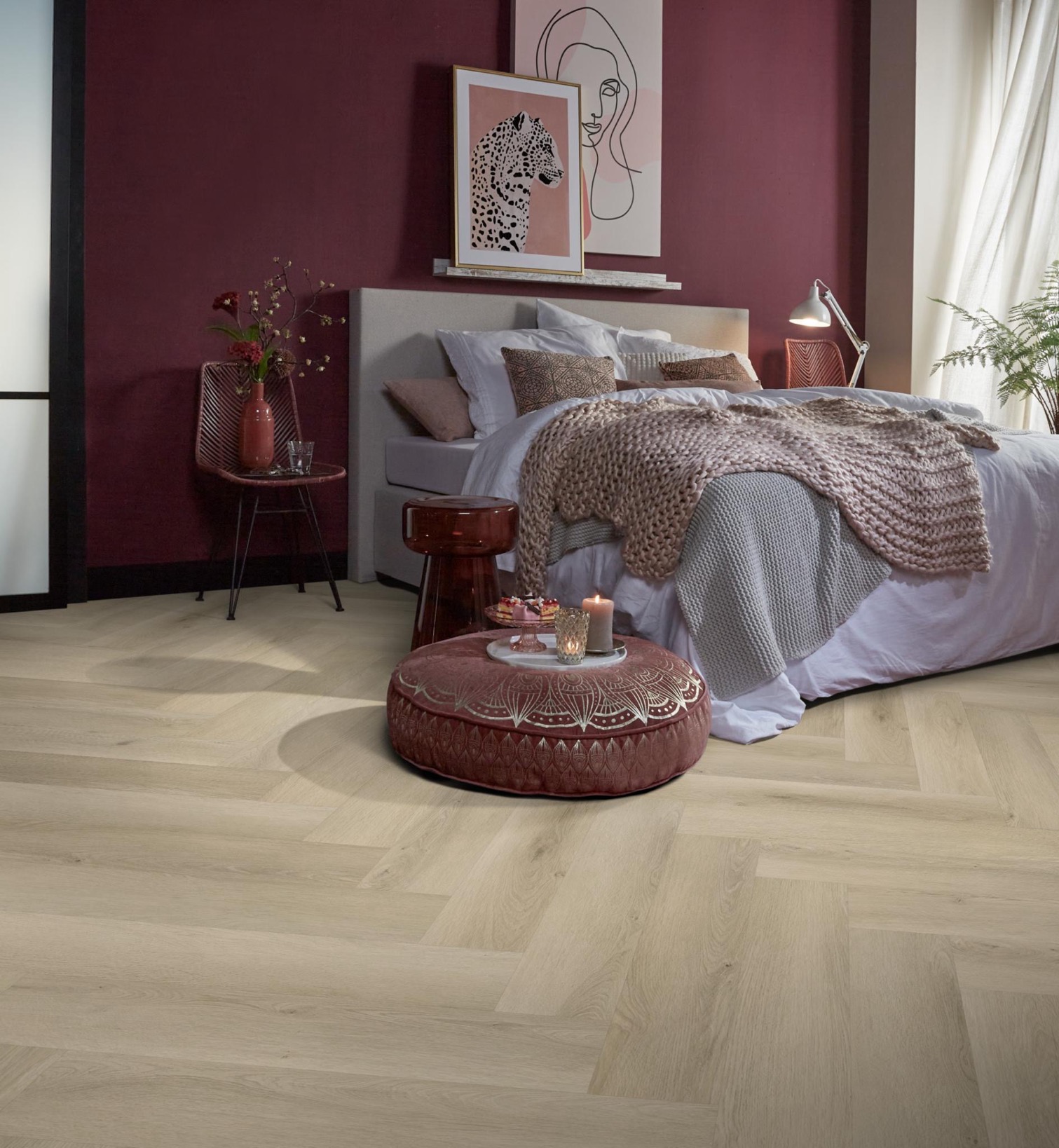 Click PVC - Ambiant Spigato Marento visgraat click SRC warm oak - Bruin