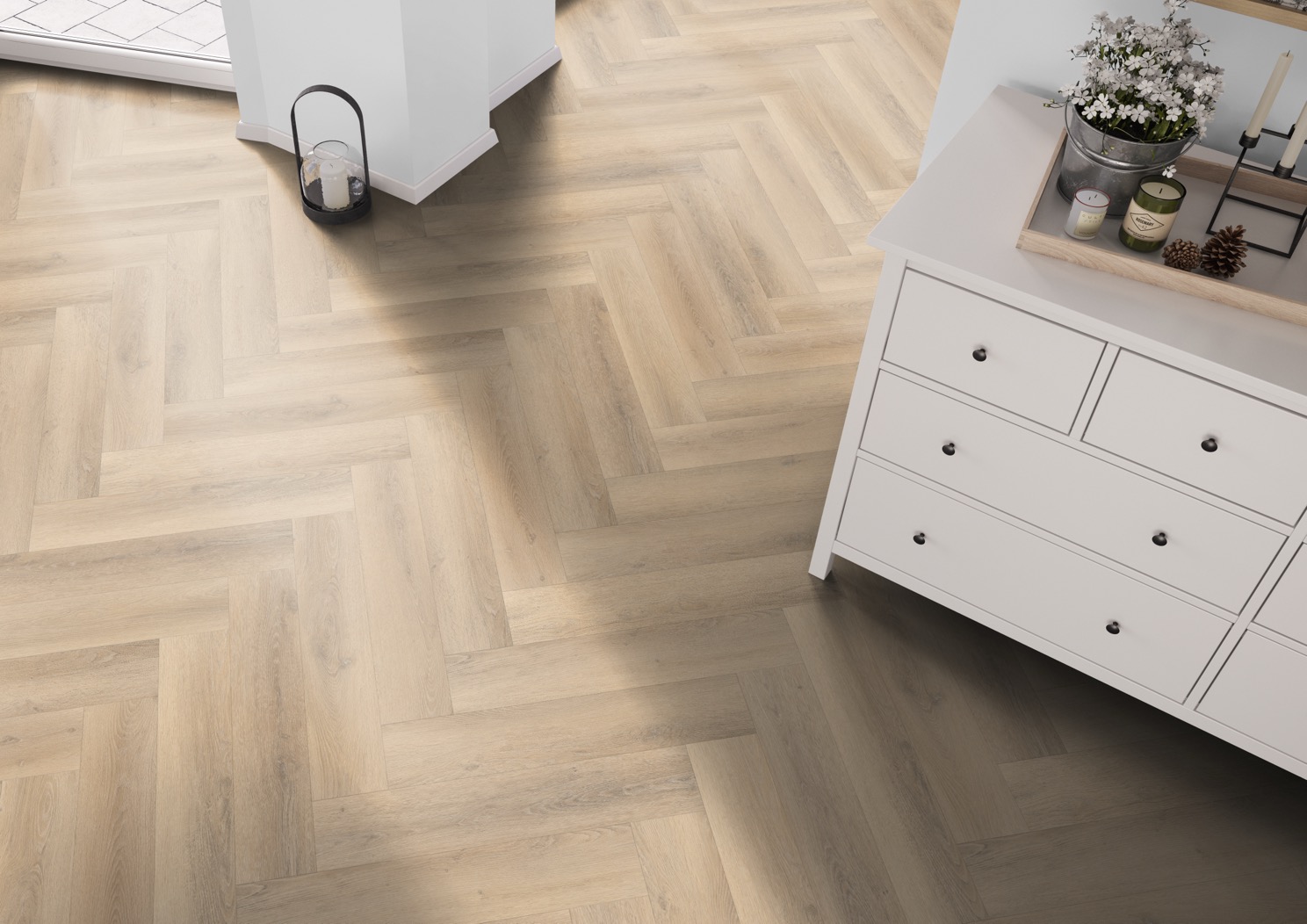 Click PVC - Belakos Palazzo visgraat XL 75 | Rigid Click - Bruin