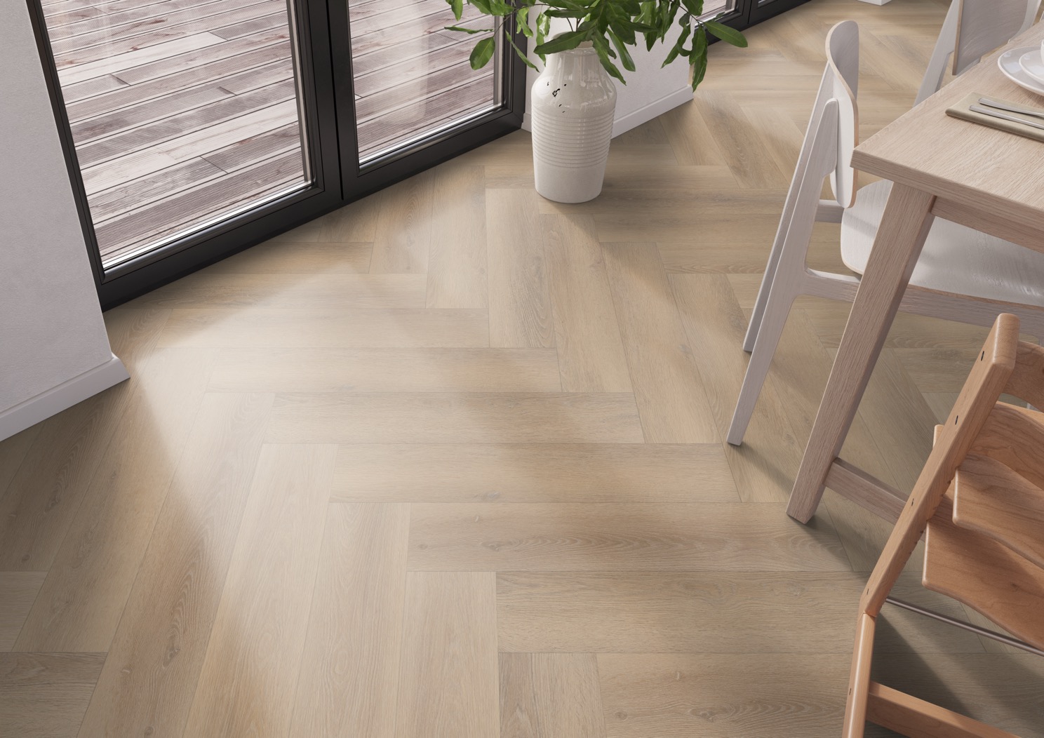 Click PVC - Belakos Palazzo visgraat XL 76 | Rigid Click - Bruin
